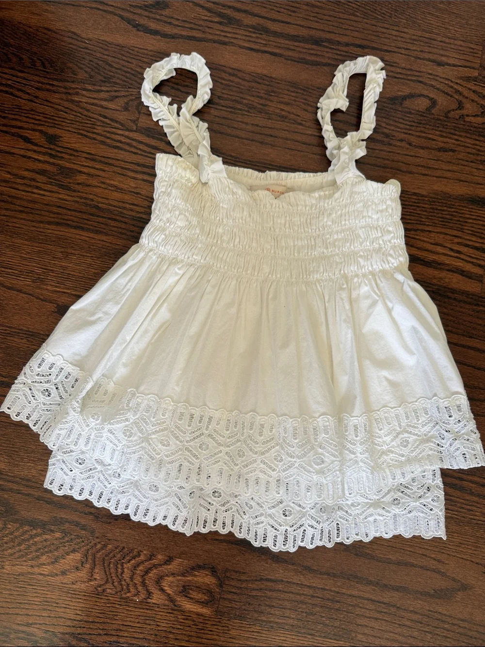 Tory Burch White Eyelet Cotton Tank Top